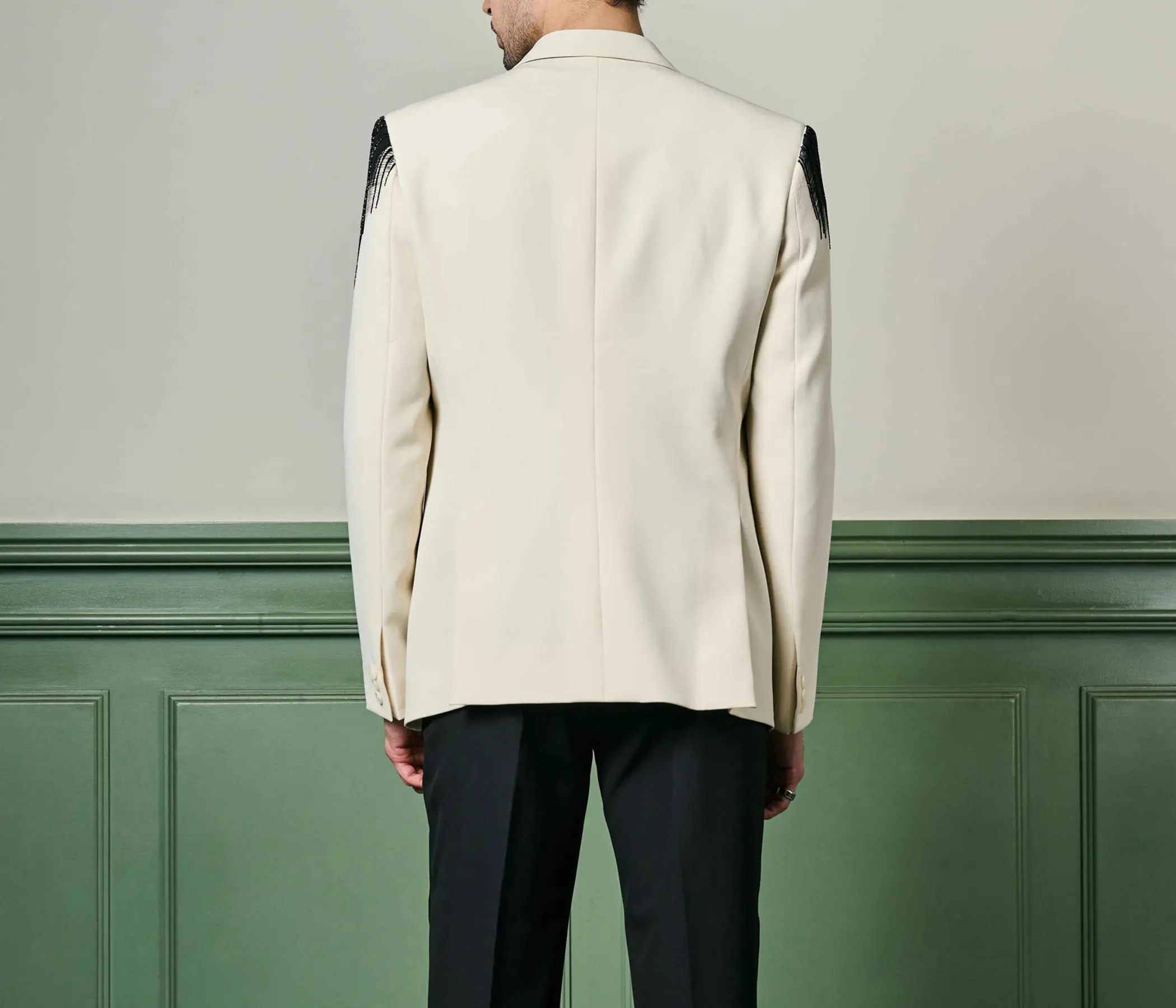 Aditya Seal Celebrity Collection – Hand Painted Ivory Architectural Art Blazer